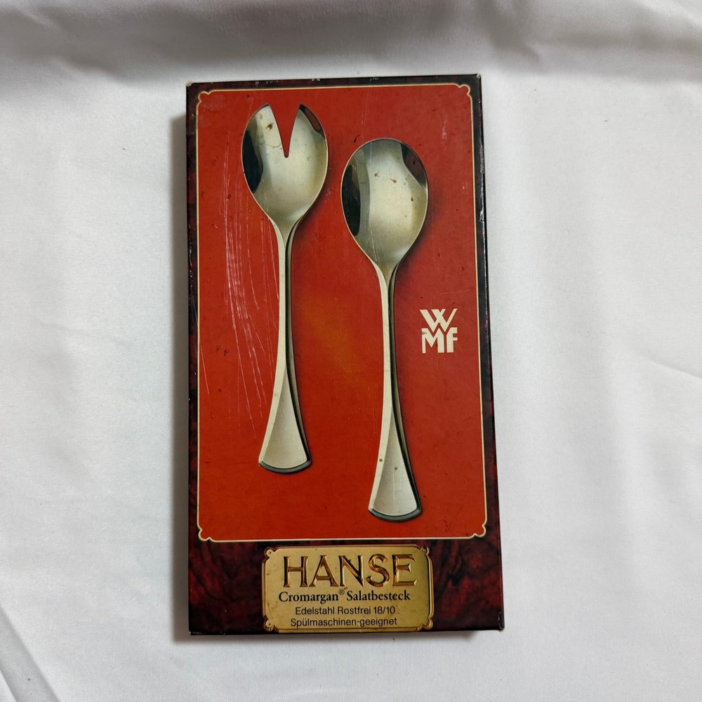 Vintage WMF Hanse Cromargan Salad Server Set 18/10 Stainless Steel Germany Box